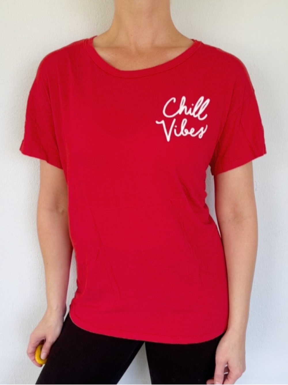 PINK Victoria’s Secret red Chill Vibes short sleeve cotton tee size medium